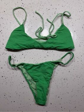 San Lorenzo Green Textured micro Bikini Set size xs